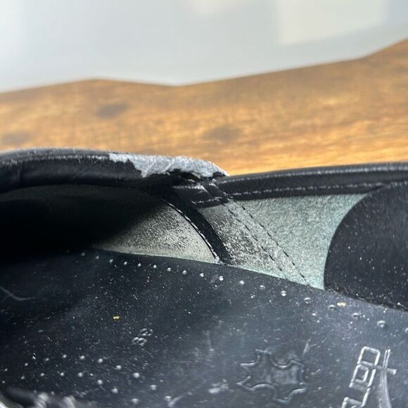 Dansko Womens Black Blue Leather Slipon mules Chunky Heel Clogs size 39 EU US - Picture 9 of 14